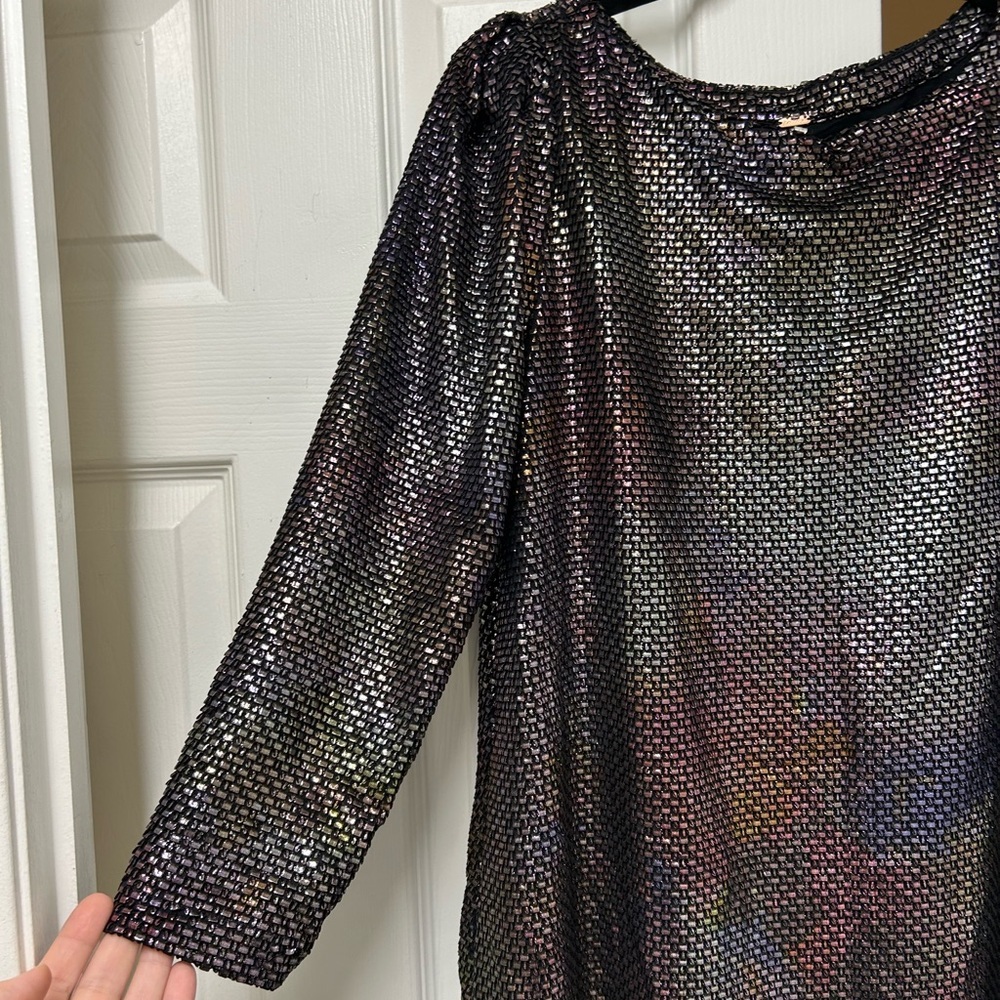 Free People Diamonds Are Forever Metallic Shift Mini Dress | Size S - Picture 3 of 10